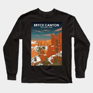 Bryce Canyon National Park at Night Vintage Minimal Travel Poster Long Sleeve T-Shirt